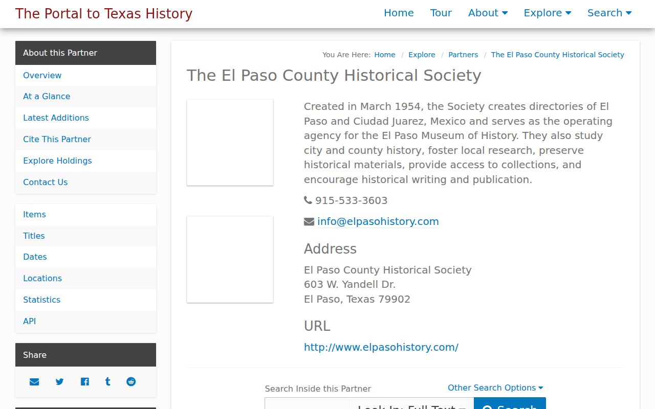 Horizon City city directory research in the UNT EPCHS collection