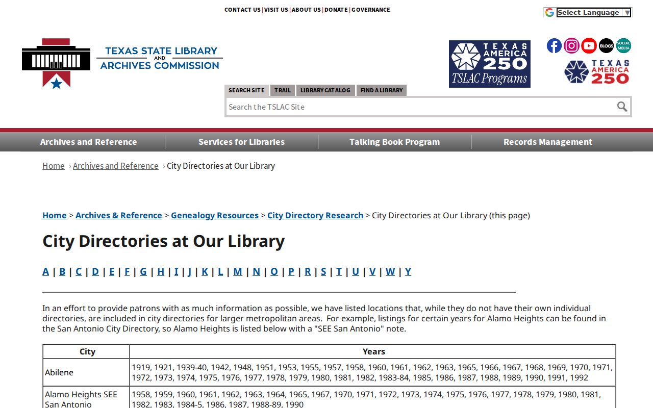 Horizon City previous residents research in Texas State Library city directories
