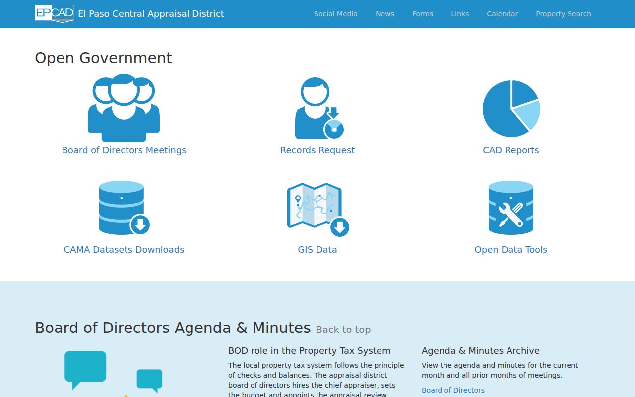 Horizon City street directory EPCAD Open Government resources